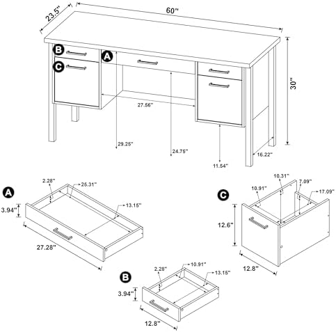 Coaster Home Furnishings - Samson - Engineered Wood - 60-Inch Computer Desk W...
