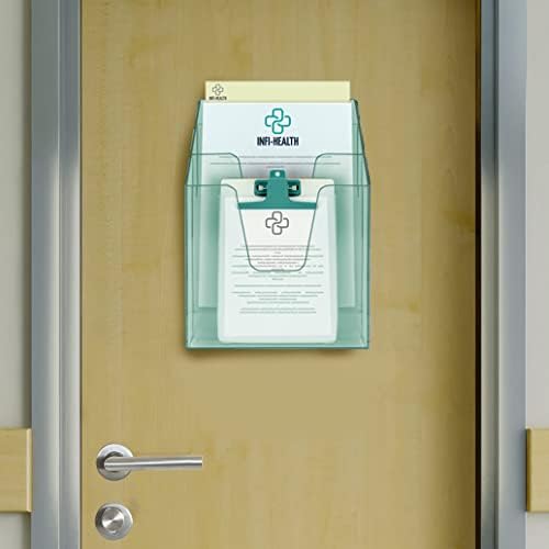 Acrimet Vertical Triple File Folder Holder Organizer Sorter, Clear Green