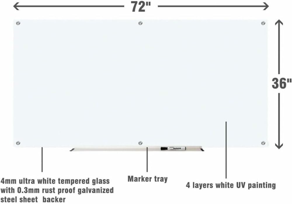 Lorell Glass Dry-Erase Board, 72"x36", Frost (LLR52500)