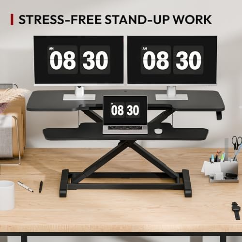 SANODESK 42" Extra Large Standing Desk Converter, Height Adjustable Sit ...