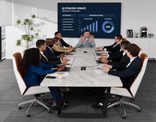 12FT Conference Table with Cable Management Grommets — Modern Rectangle Offic...
