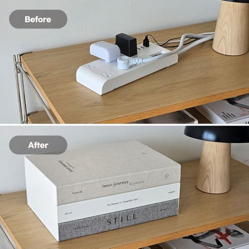Book Shape Decorative Cable Management Box - Expandable Cable Organizer Box w...