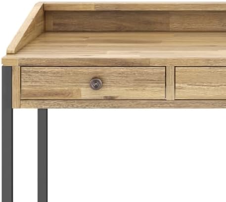 SIMPLIHOME Ralston 60" Wide Solid Acacia Wood Writing Desk in Golden Wheat