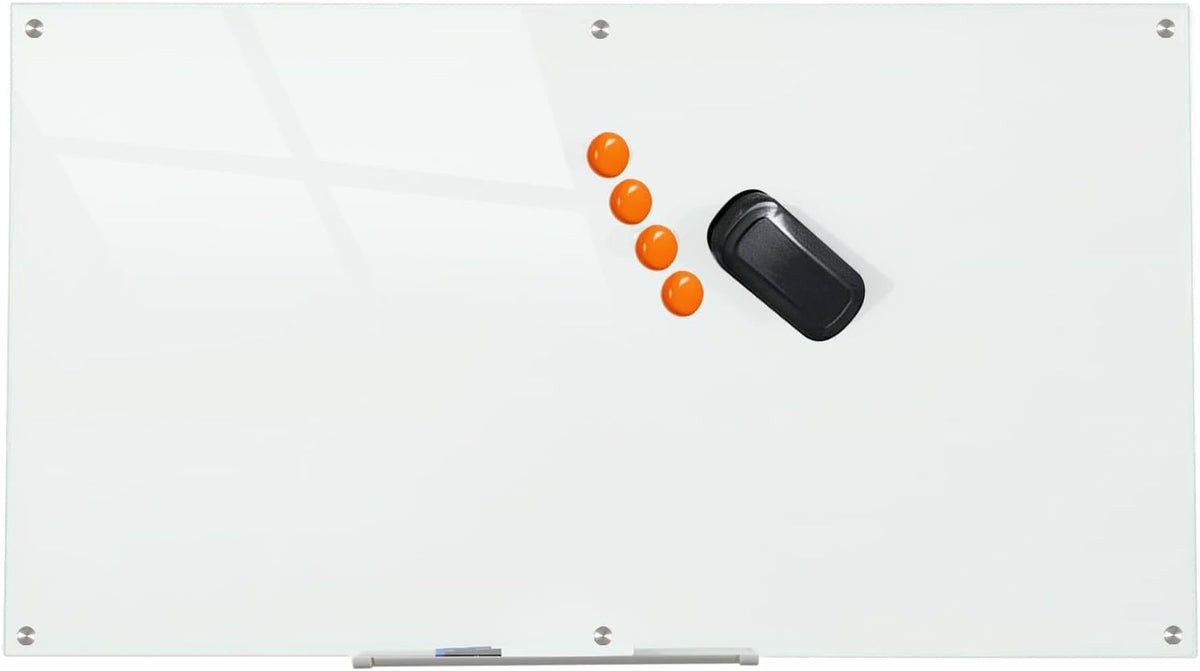 Glass Whiteboard Magnetic Dry Erase Board 6' x 3' for Wall