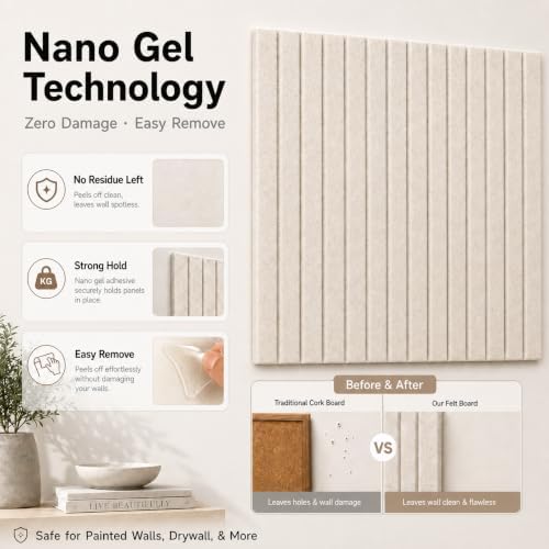Extra Large Felt Bulletin Board Squares,48"x48",16 Pack Oatmeal