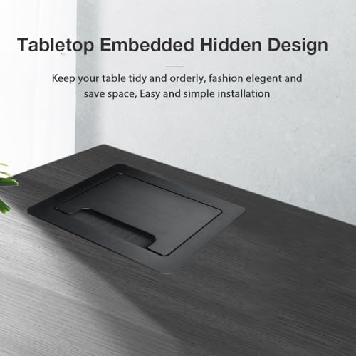 Tabletop Brush Flip Connectivity Box with 2 AC Power + 2 USB Charger + HDMI +...