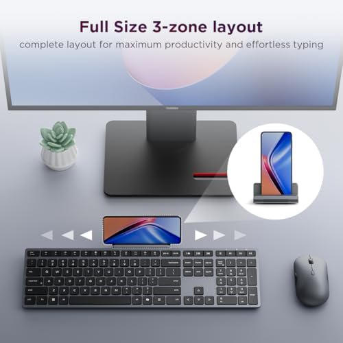 Lenovo 700 Modern Wireless Keyboard & Mouse Combo, 2.4 GHz Dongle & D...