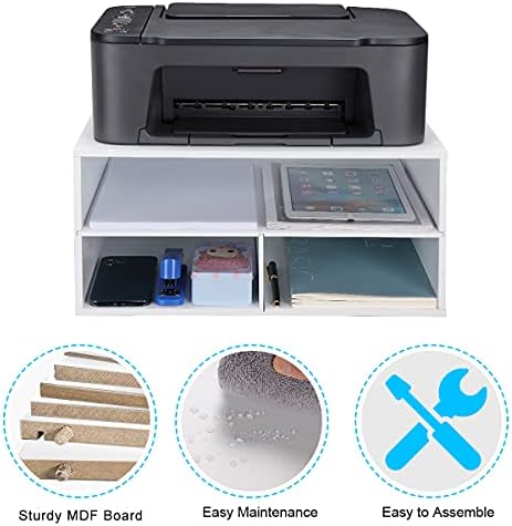 EMERIT Printer Stand for Desk - 2 Tier Desktop Printer Stand with Paper Stora...