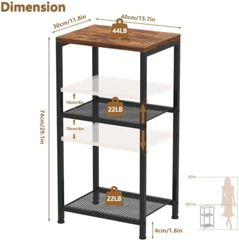 Heybly Small Side Table, 29.1" Tall End Table with Adjustable Shelf, Tel...
