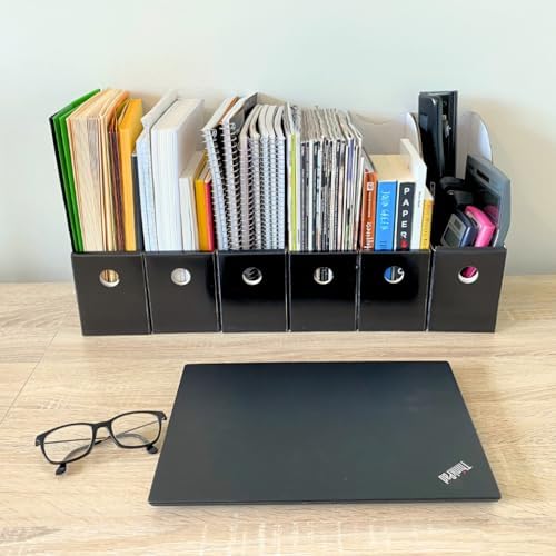 Evelots Magazine File Holder Set, Black Cardboard Office Organizer, 24-Pack