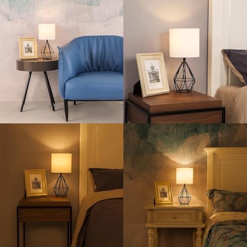 Black Bedside Table Lamp,Small Nightstand Lamp for Bedroom,Modern Desk Lamp w...