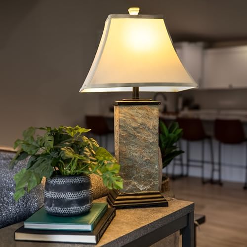 Sunnydaze Timeless Abode Slate 3-Piece Floor and Table Lamp Set - Matching In...