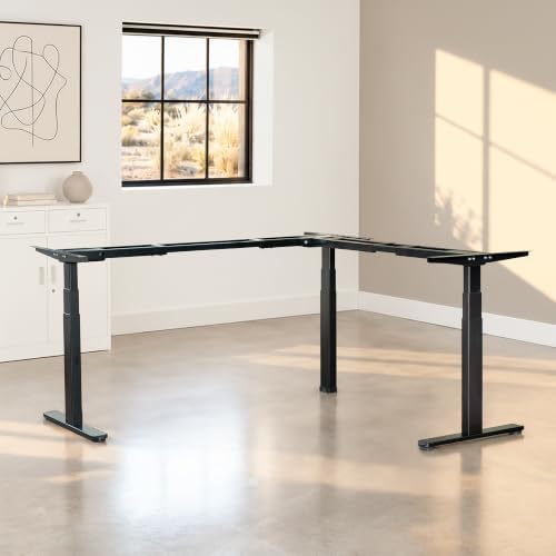 VIVO Electric Corner 3-Leg Standing Desk Frame, Triple Motor