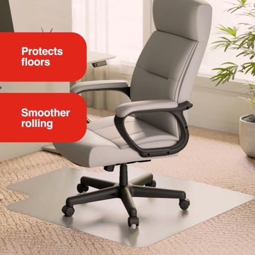 Staples Office Chair Mat, Clear, 45x53 Inch, Medium-Pile Carpet, with Lip