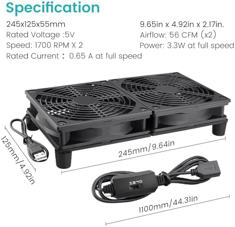 Wathai 240mm Router Cooling Fan for Computer Cooler Small Box 5V USB