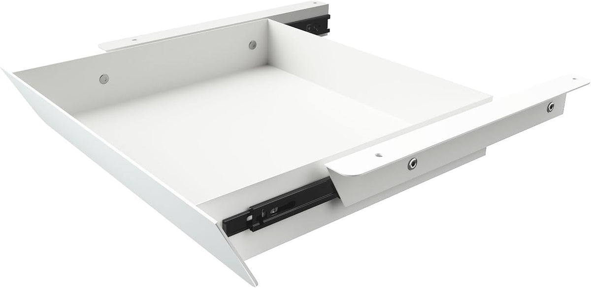White Under Desk Mounted Sliding Drawer with 60 Degree Tilt Panel to pull out...