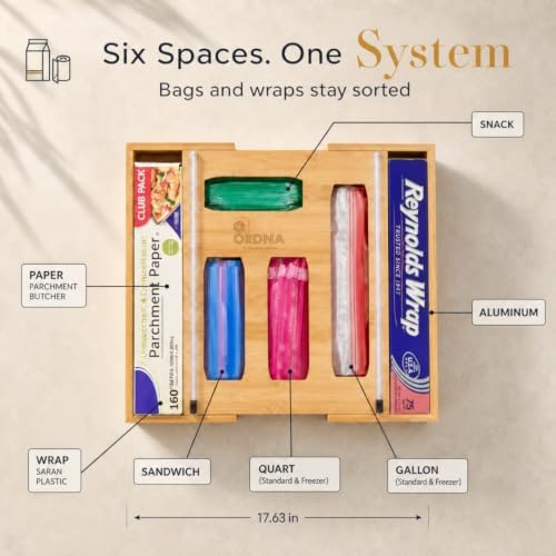3" Slim 6-in-1 Expandable Storage Bag Organizer Kitchen Drawer - Bamboo ...