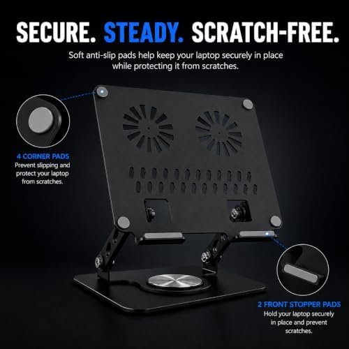 Adjustable Laptop Stand, Computer Stand with 360 Rotating Base