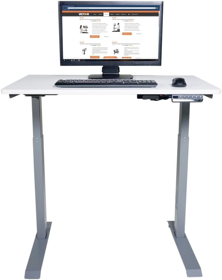 Victor 36-Inch Electric Standing Desk, Quiet Height Adjustable Desk with 4 Me...