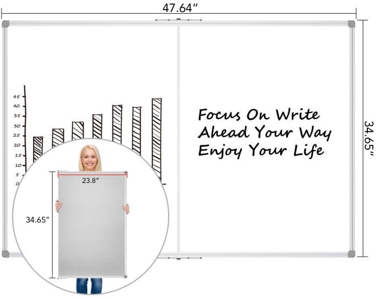 Lockways Magnetic Dry Erase Board 48" x 36", Foldable Whiteboard