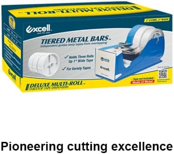 by Excell Deluxe Triple Extra Wide Metal Multi-Roll Desktop Tape Dispenser