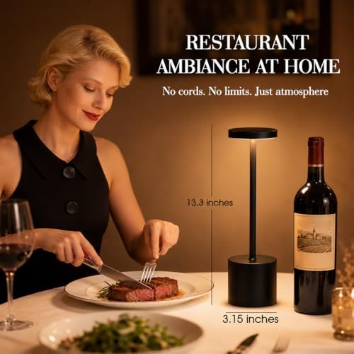Cordless Table Lamp Set of 2, 5000mAh Rechargeable Lamp with Touch Control &a...