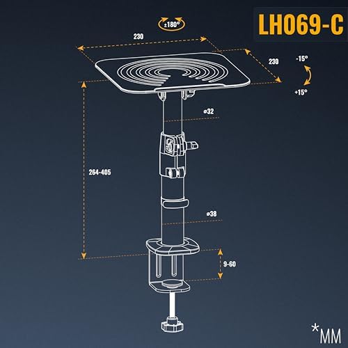 RICOO LH069-C Universal Speaker Table Mount, Speaker Stand, Table Clamp, Spea...
