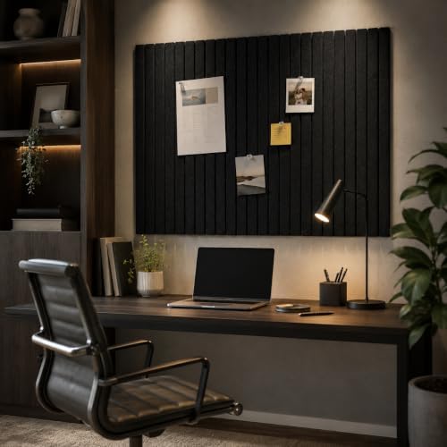 Large Felt Bulletin Board, 48" x 36", 12 Black Felt Tiles