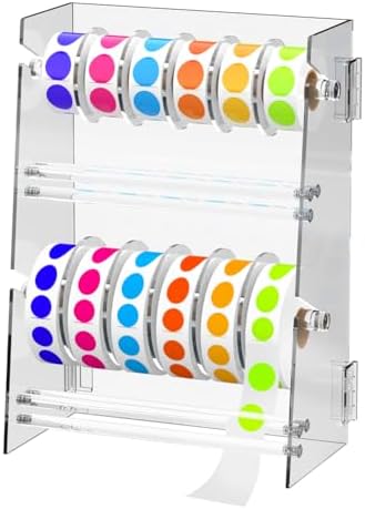 Label Dispenser 12 Disks Acrylic Sticker Dispenser Label Roll Holder(Clear)