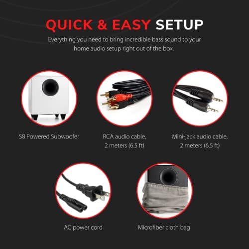 Audioengine S8 Powered Subwoofer – 250W Wireless-Ready 8-Inch Bass Speaker