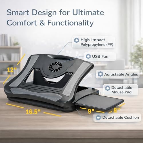 MAX SMART Laptop Lap Pad Laptop Stand with Attached Mouse Pad, Cushion and US...