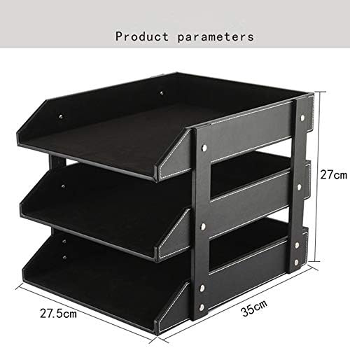 Leather Desk File Organizer, 3-Layer Stackable Tray, Used to Store documents,...