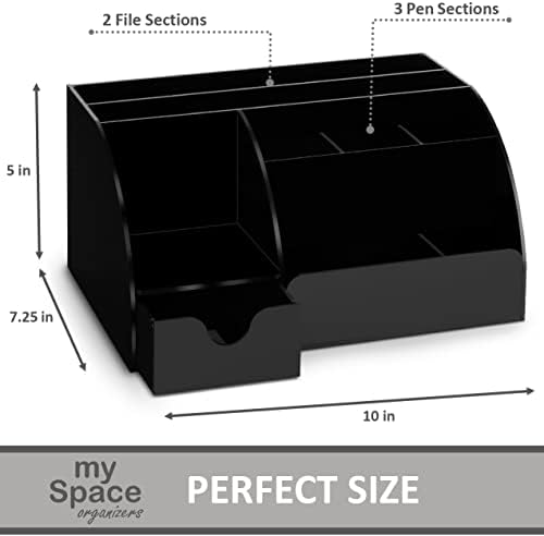 My Space Organizers Black Desk Organizer with 9 Compartments - Desktop Office...