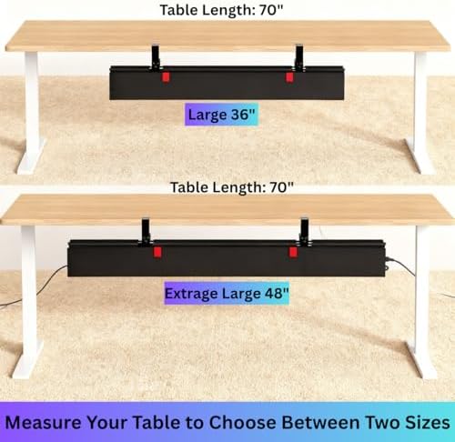 Under Desk Cable Management Tray, 48" Extra Large No Drill Cord Organize...