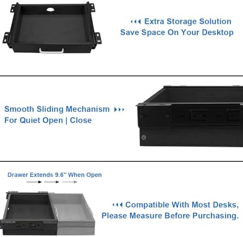 Upgrade Wood Under Desk Mounted Sliding Pull-out Drawer, Ball-Bearing Slides ...