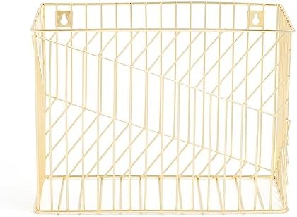 U Brands Wire Metal Hanging File Organizer, Letter Size, Gold Finish