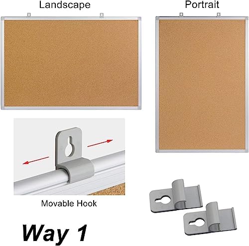 2-Pack Cork Board Bulletin Board 24 x 18, Silver Aluminium Framed Corkboard, ...
