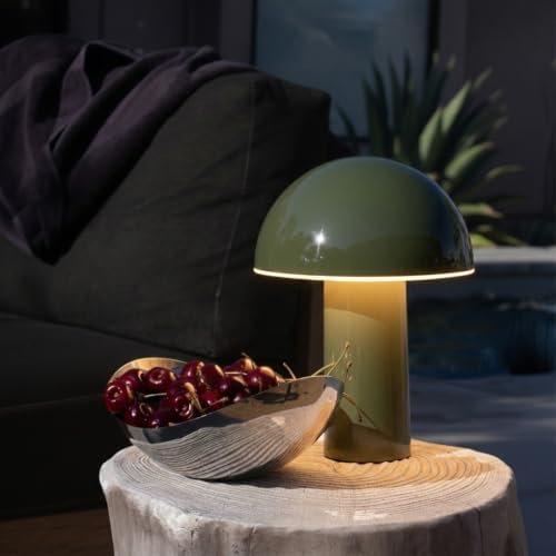 Brightech Celia Table Lamp – 10" Touch-Controlled Mushroom Accent Lamp, ...