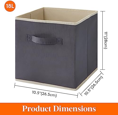 Lifewit Storage Cubes, 11 Inch Organizer Bins, 18L Gray, 12 Packs