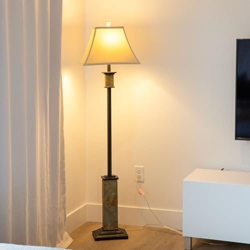 Sunnydaze Timeless Abode Slate 3-Piece Floor and Table Lamp Set - Matching In...
