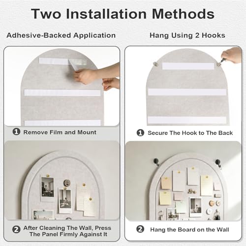 Arched Felt Bulletin Board 36"x24", Decorative Pin Board for Wall, ...