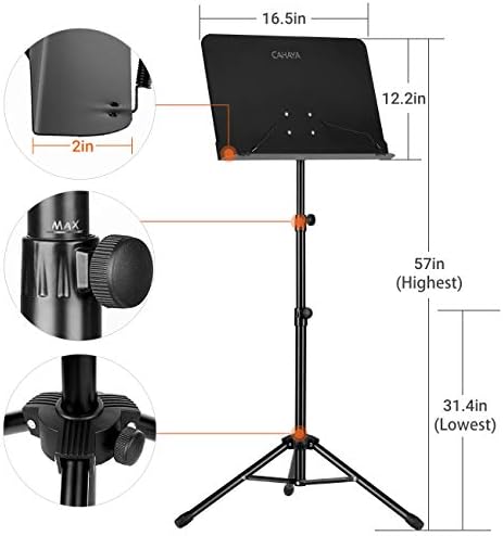 CAHAYA Sheet Music Stand Dual-use Convert to Desktop Stand Adjustable Black