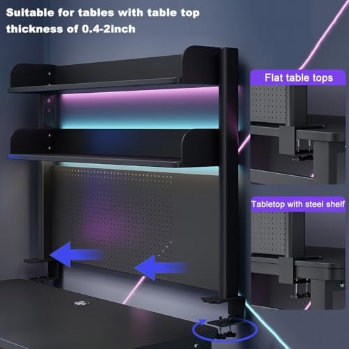 Clamp on Desk Shelf with Pegboard, Desktop Organization Bookshelf
