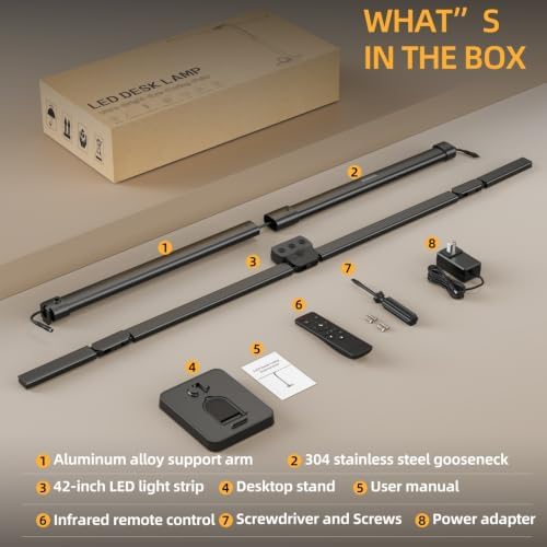LED Desk Lamp for Home Office, Eye-Caring Desk Light with Remote,Adjustable F...