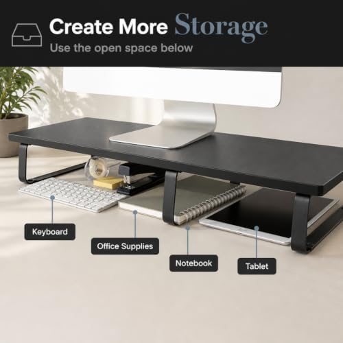 Mount-It! 39" Extra Long Dual Monitor Stand Riser – Ergonomic Desk Organ...