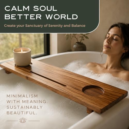 Fjord 29" Premium Teak Bathtub Tray for Small & Standard Tubs
