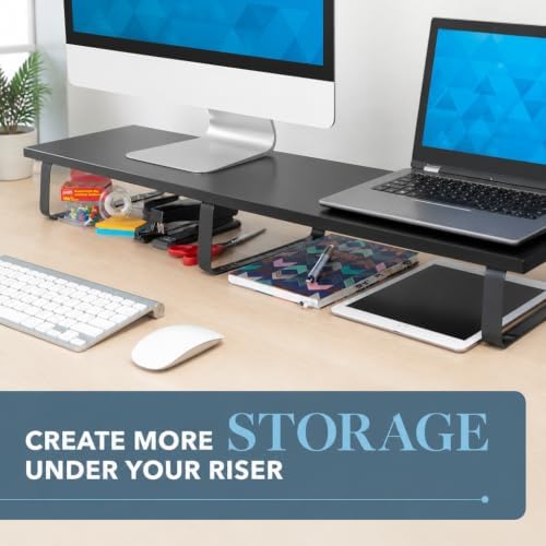 Mount-It! 39" Extra Long Dual Monitor Stand Riser – Ergonomic Desk Organ...