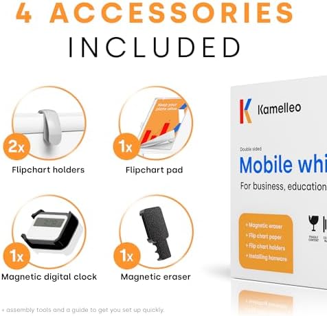 Kamelleo Rolling Whiteboard on Wheels 96" x 46", Double Sided White...