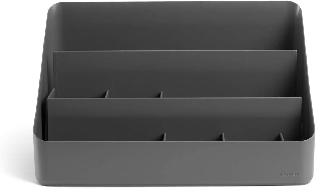 Poppin Desk Organizer with 3 Tiers, Sliding & Removable Dividers, Chargin...