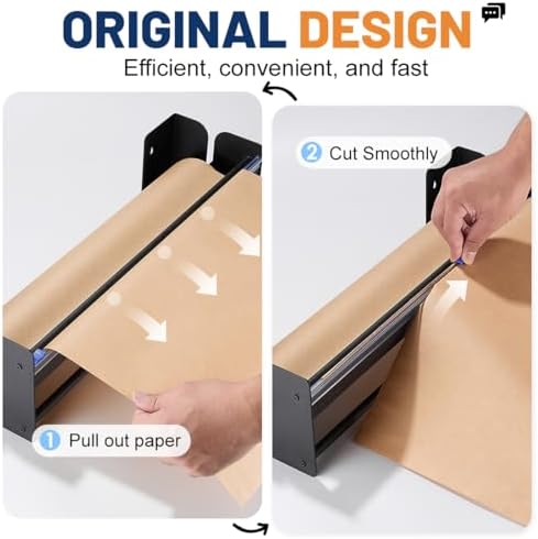 Perkhomy 18 Inch Paper Roll Dispenser and Cutter - Heavy-Duty Wall Mountable,...